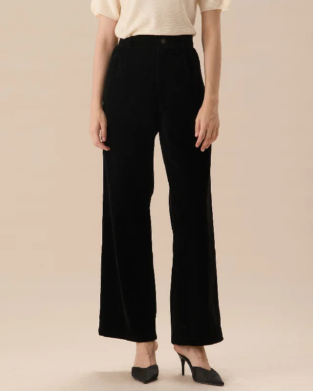 Black High Waisted Pleated Wide Leg Pants | Black