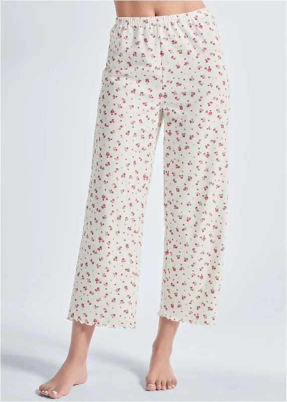 Lettuce Edge Pajama Pants - Flower Dreams