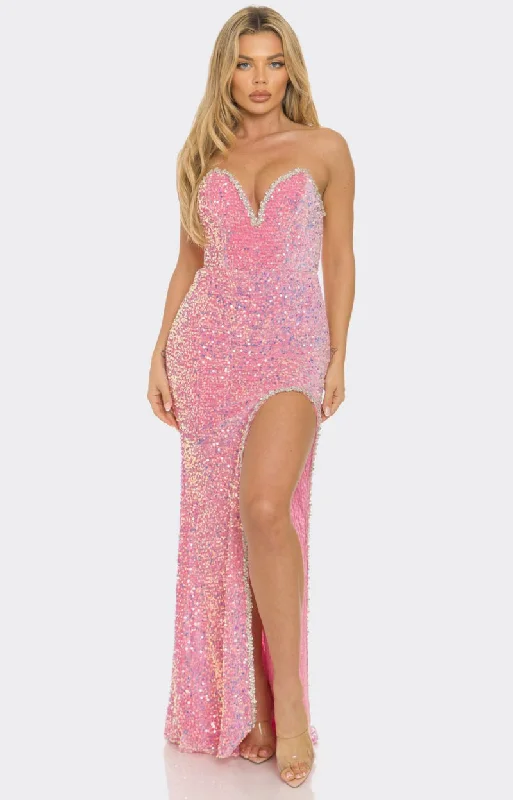 Dolly Pink Sequin Front Cutout Maxi Dress Modern Sequin Dress