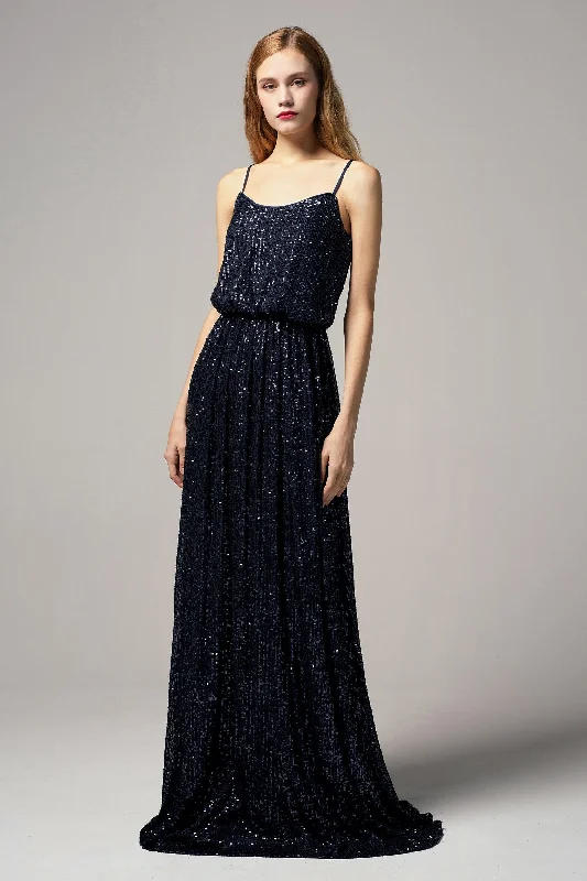 A-Line Floor Length Sequined Dress CB0407 Off-shoulder Sequin