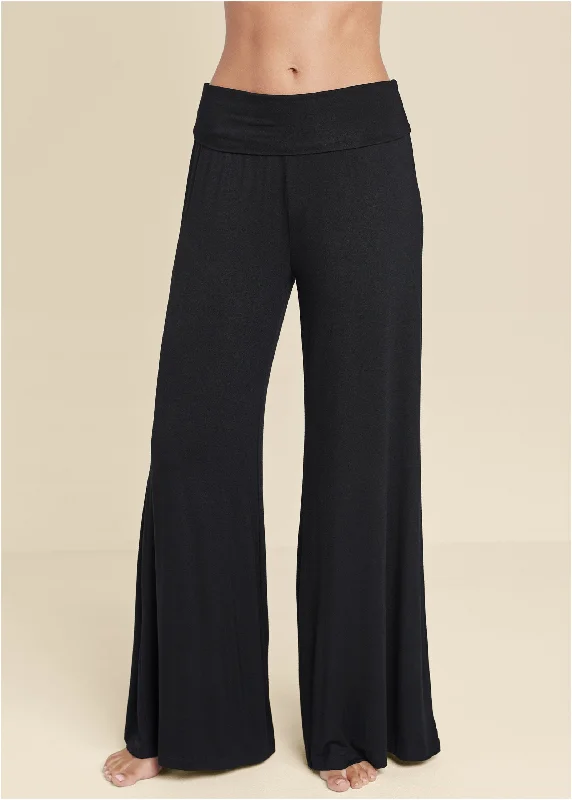 Palazzo Pajama Pants - Black