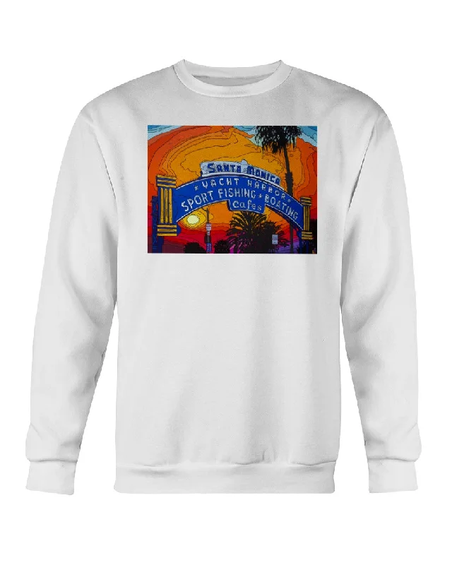 Santa Monica Pier Sign - Crewneck Sweatshirt Comfy Sweatshirts for Fall