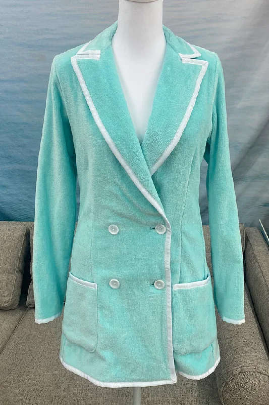 The Siren Double Breasted Blazer in Aquarama (Size 14 Only)