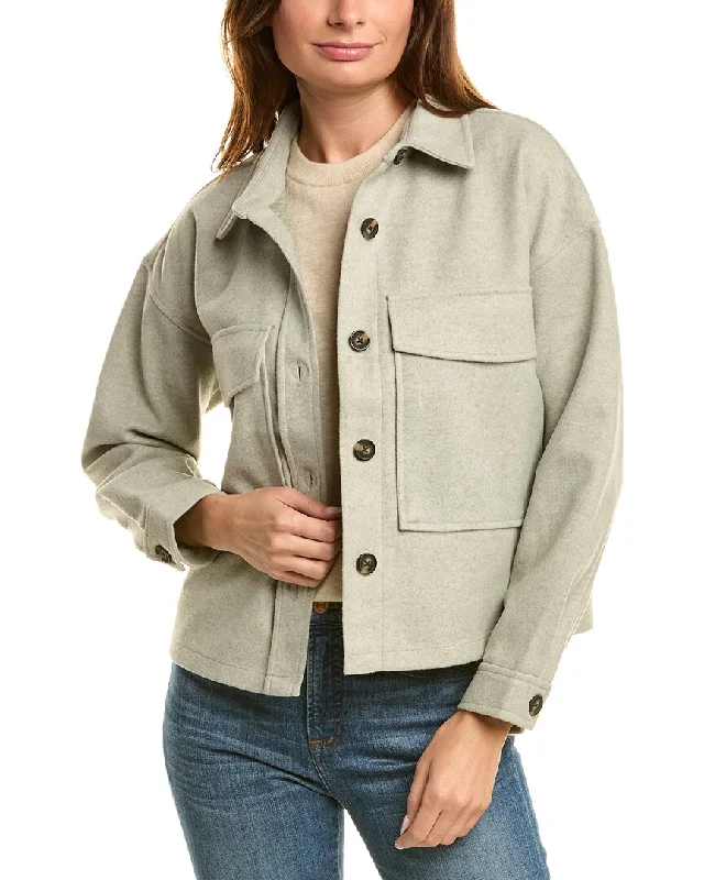 beachlunchlounge Double Faced Cropped Knit Jacket Blazer with Pockets