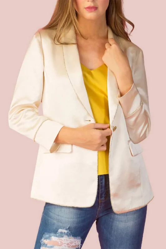 Shaw Collar Acetate Jacket In Ivory Structured Blazer Look