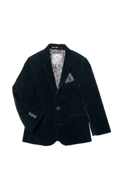 Boys Suit Blazer In Black Velvet Modern Work Blazer