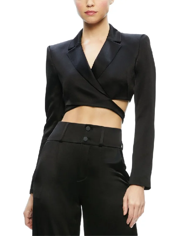 alice + olivia Leone Cropped Cutaway Wrap Blazer Casual Blazer Jackets