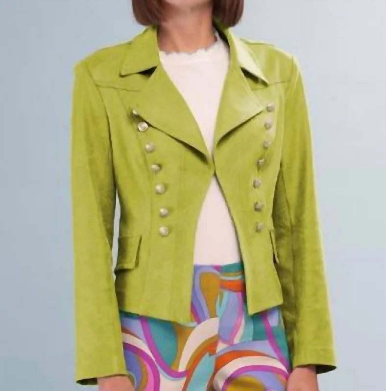 Leather Jacket In Limeade Classic Office Blazer