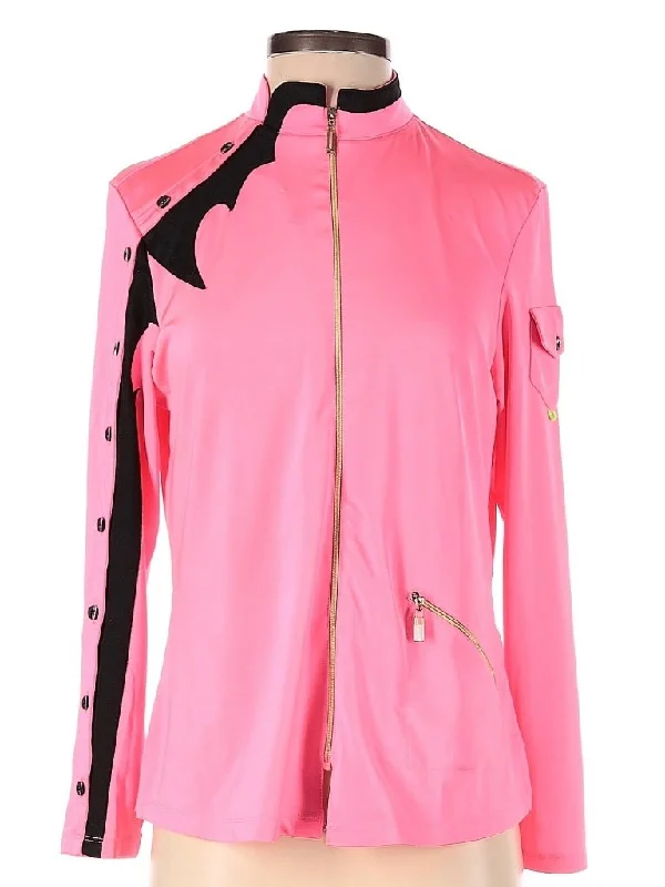 Jamie Sadock Ladies Bright Pink & Black Full-Zip Golf Top Size S