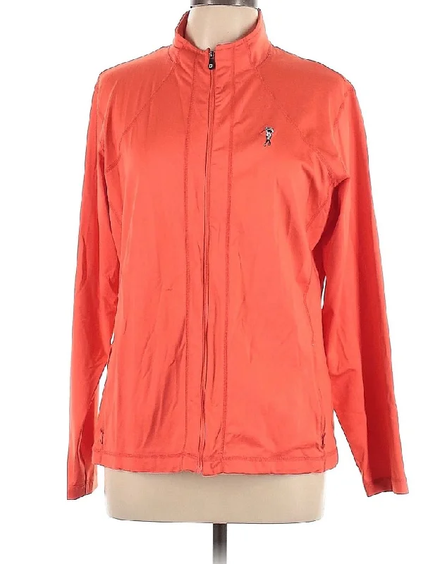 Footjoy Women's Full Zip Jacket in Orange w/ Logo Size L MSP$145