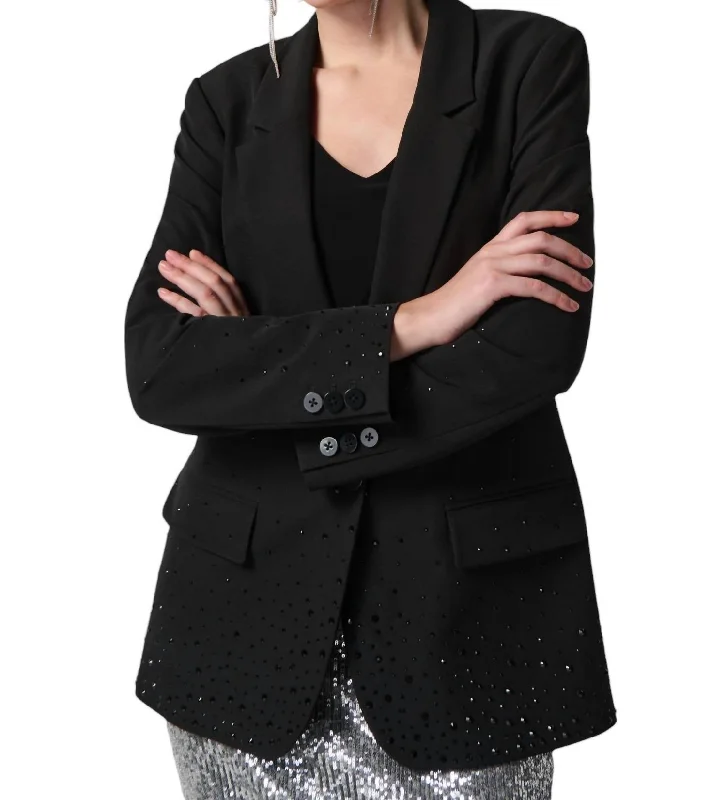 Hip-Length Formal Blazer In Black Professional Women’s Blazer