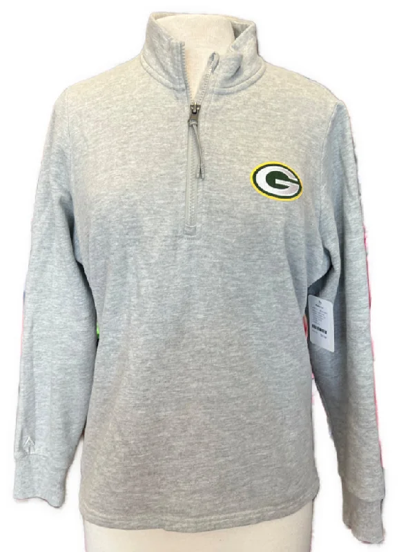 Antigua Light Gray Heather Quarter-Zip Green Bay Packer Pullover Size XL MSP$89