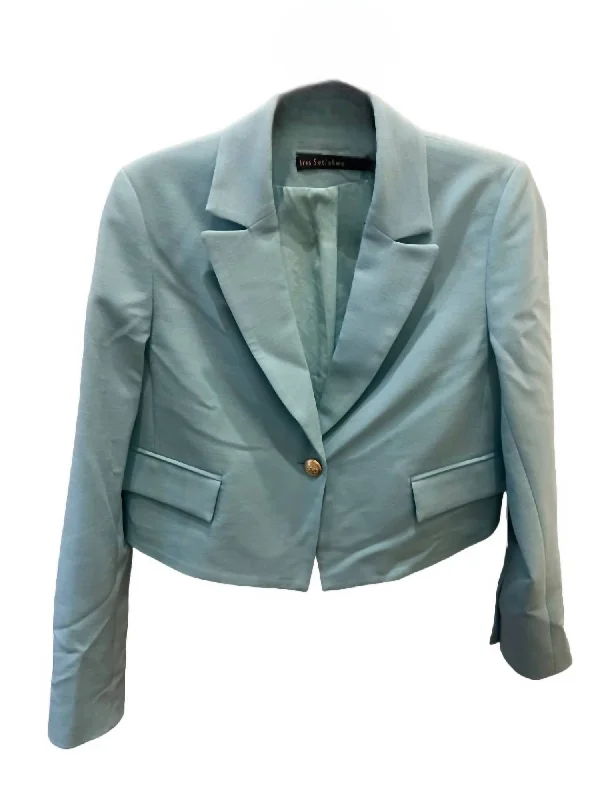 Women's Short Flap Pockets Jacket In Aqua Professional Women’s Blazer