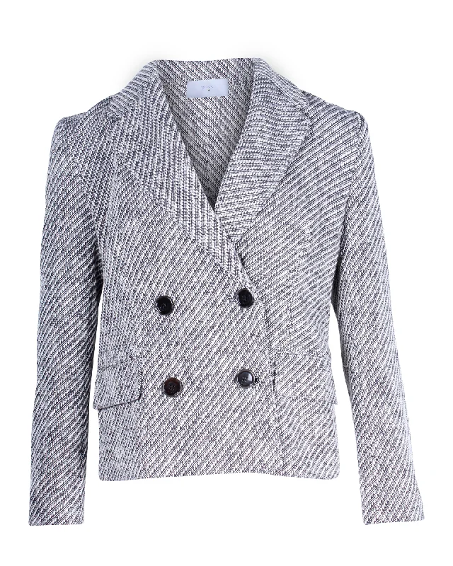 Boss Double-Breasted Blazer in Black and White Polyester Wool Blend Modern Work Blazer