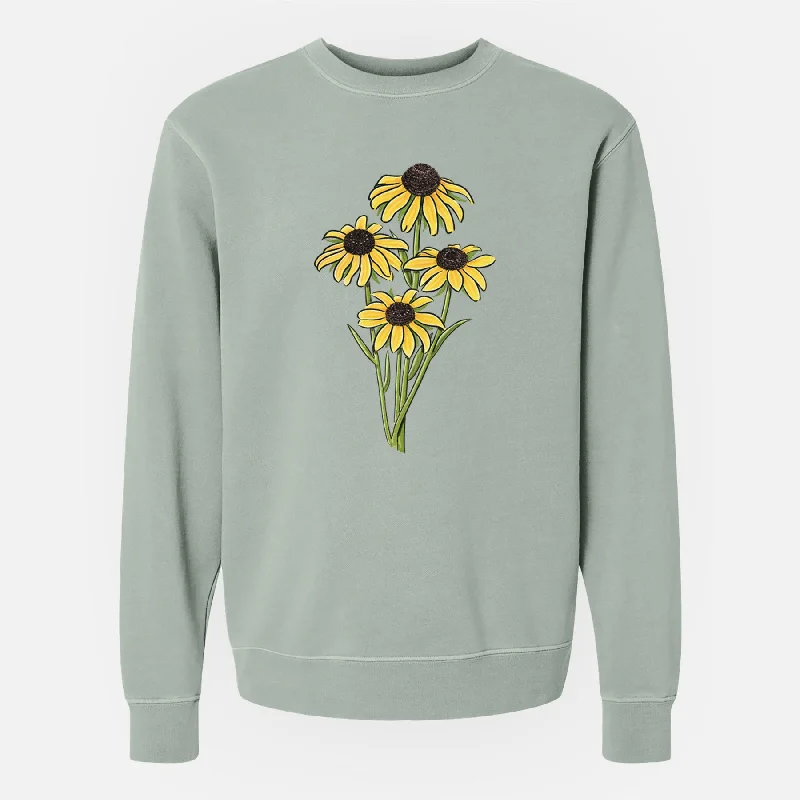 Black-eyed Susans - Rudbeckia hirta - Unisex Pigment Dyed Crew Sweatshirt Cozy Hoodie Pullover