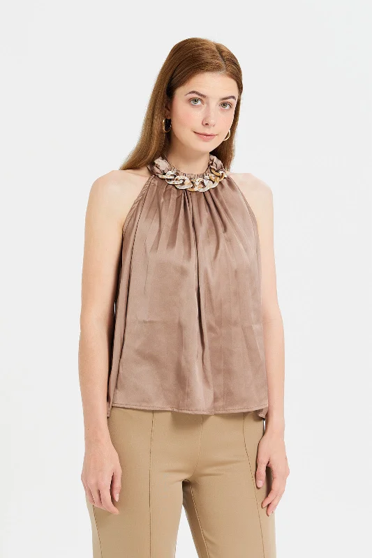 Woman Brown Chain Blouse