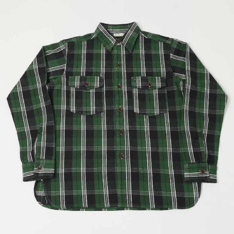 Warehouse & Co 3022 'G Pattern' Check Flannel Shirt - Green