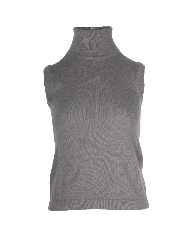 Hermes Sleeveless Turtleneck Top in Grey Cashmere (Top Only) Office Blazer Style