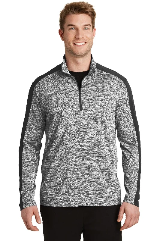 Sport-Tek PosiCharge Electric Heather Colorblock 1/4-Zip Pullover. ST397 Casual Hoodie Sweatshirt Wear