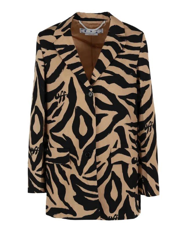 Zebra Tomboy Jacket Single Button Blazer