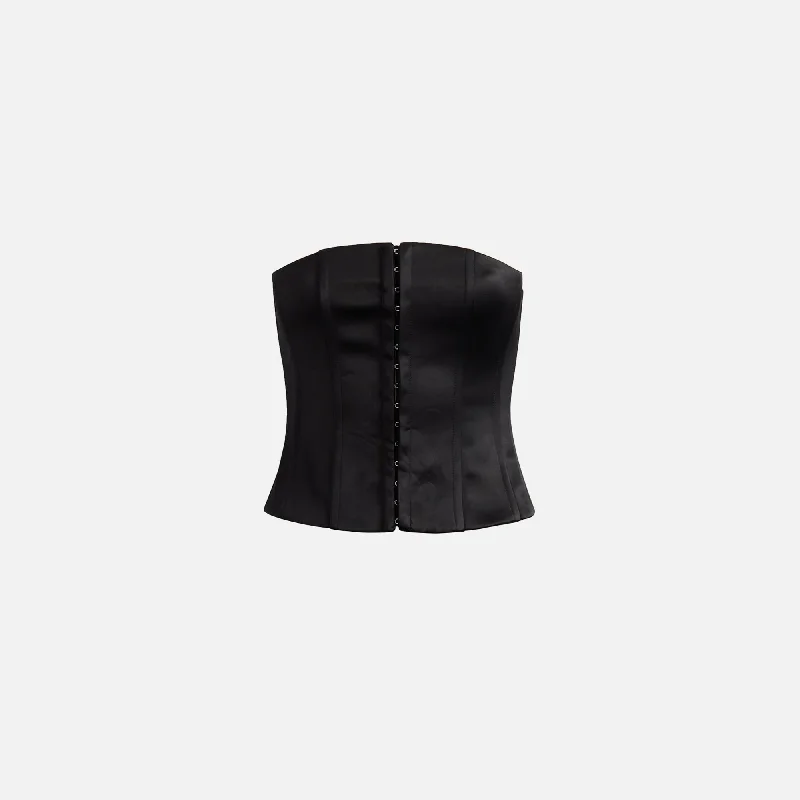 Stretchable sweatersGUIZIO Satin Corset - Black Stretchable sweaters