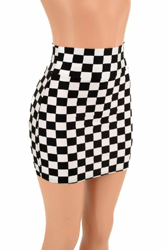 Side-tie unclassified skirtsBlack & White Check Bodycon Skirt Side-tie unclassified skirts