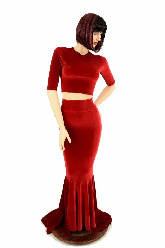 Long unclassified skirtsRed Velvet Skirt & Crop Set Long unclassified skirts