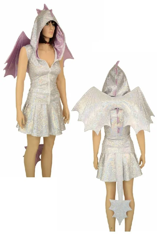 Tiered unclassified skirtsSilvery White Dragon Hoodie & Skirt Set (+Wings & Tail!) Tiered unclassified skirts