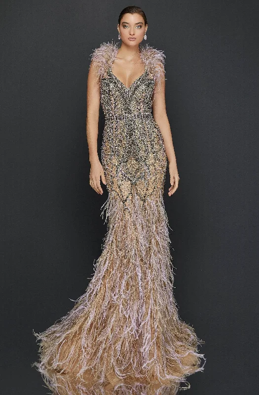 High-end party dressesTerani Couture 2011GL2423 - Fringed Trumpet Evening Gown Expensive party dresses