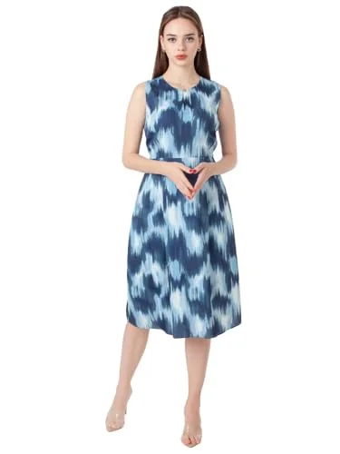 Smocked midi dressesZink London Women's Blue Printed Flared Midi Dress Smocked midi dresses