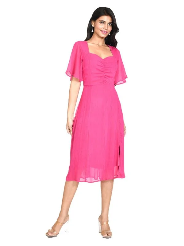 Best midi dresses for formal eventsZink London Women's Pink Solid Short Sleeves Midi Dress Best midi dresses for formal events