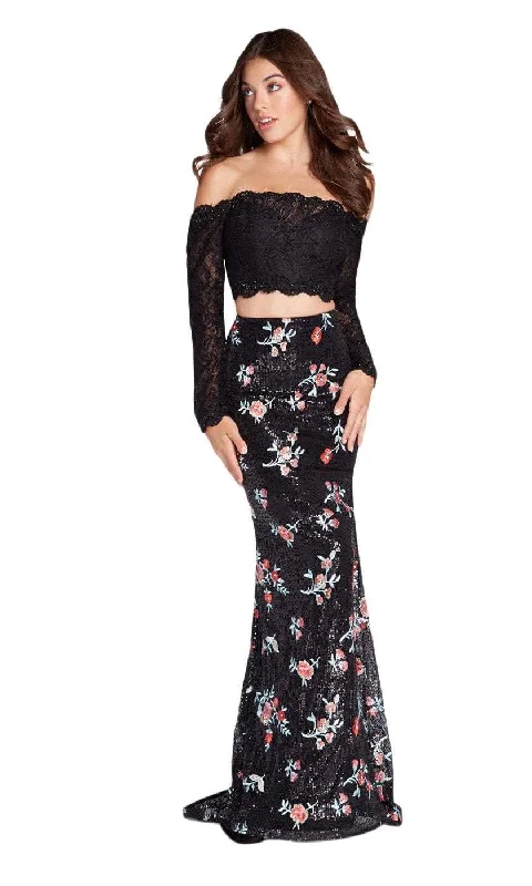 Romantic floral dressesAlyce Paris 60187 - Long Sleeve Croptop Floral Ornate Evening Dress Romantic floral dresses