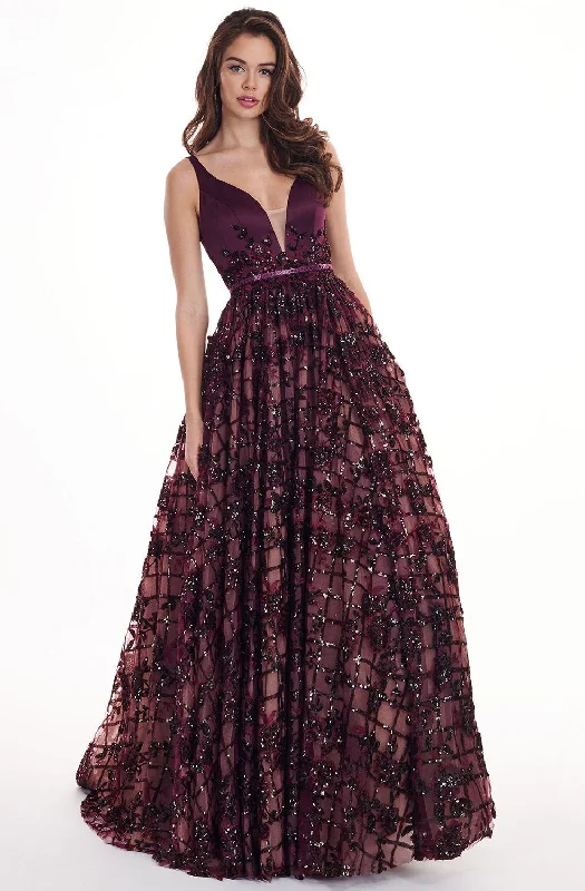 Lace floral dressesRachel Allan 6431 - Sleeveless V Neck Floral Lace A-Line Prom Gown Lace floral dresses