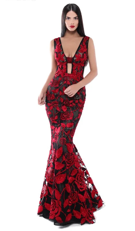 A-line floral dressesTarik Ediz - Floral Embroidered Lace Mermaid Gown 50502 A-line floral dresses