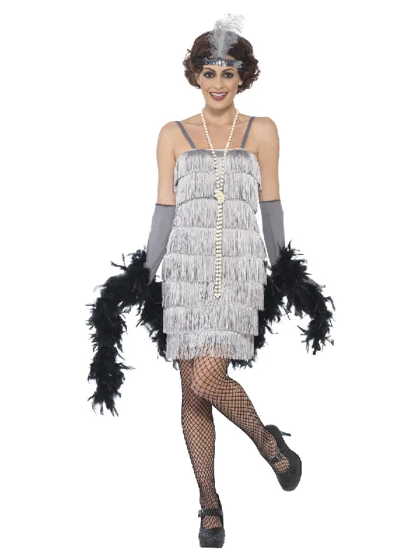 Chic unclassified dresses1920s Silver Fringed Flapper Costume Chic unclassified dresses