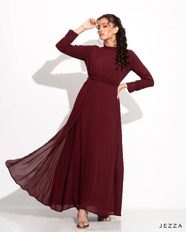 Earthy tone unclassified dressesA Line Ankle Length Dress With Decorative Layer 58983 Earthy tone unclassified dresses