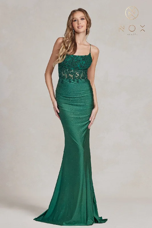 Bright color unclassified dressesEmbroidered Corset Mermaid Gown by Nox Anabel E1186 Bright color unclassified dresses