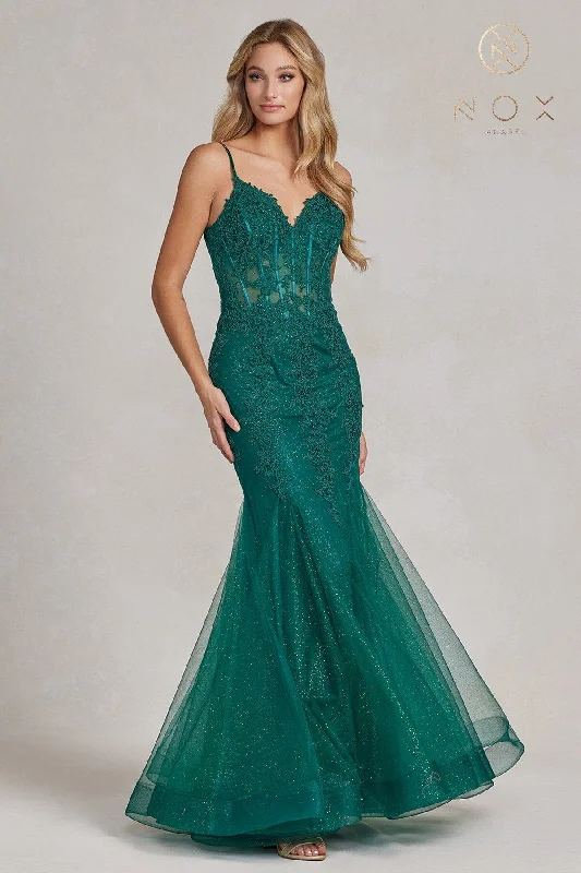 Summer unclassified dressesApplique V-Neck Mermaid Gown by Nox Anabel P1170 Summer unclassified dresses