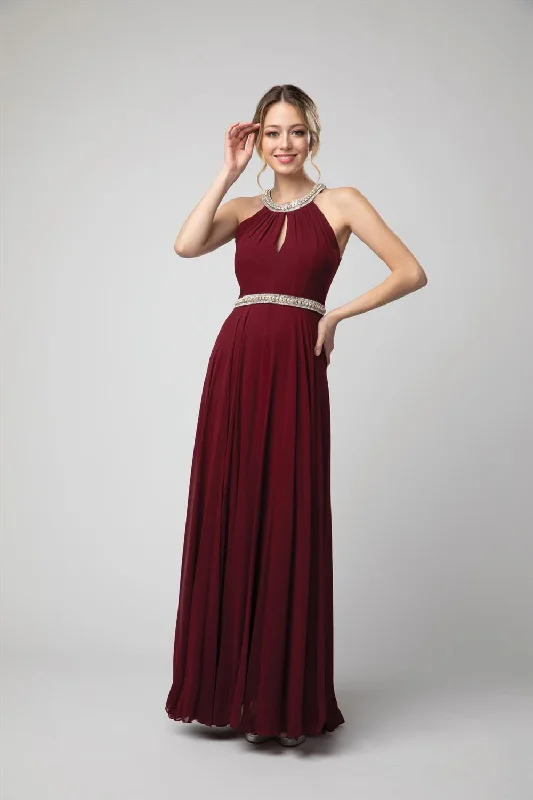 Fall unclassified dressesBeaded Halter Keyhole A-line Chiffon Gown by Juno 1054 Fall unclassified dresses