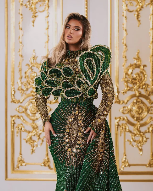 Long unclassified dressesBelesda Emerald Green Dress with Gold Details Long unclassified dresses