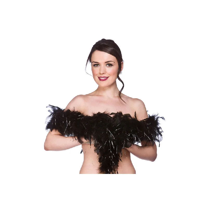 Luxury unclassified dressesBlack and Silver Feather Boa Luxury unclassified dresses