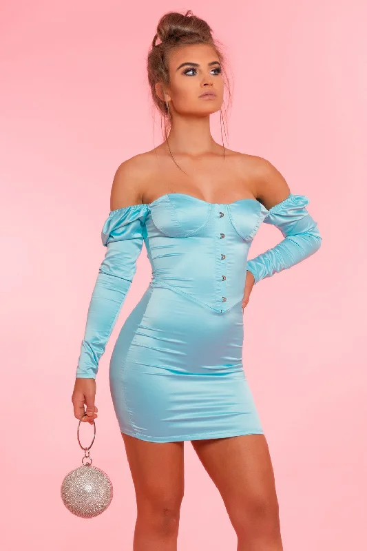 Trendy new unclassified dressesBlue Corset Front Aqua Dress Trendy new unclassified dresses