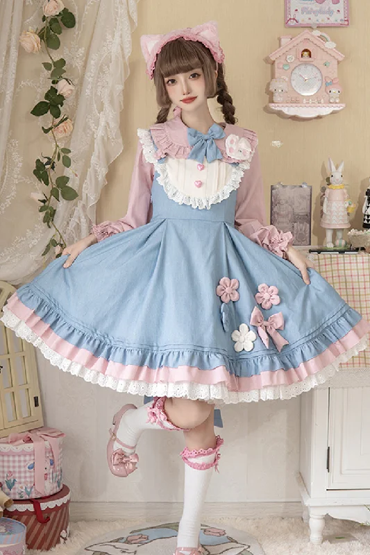 Sequin unclassified dressesBlue/Pink Plum Blossom Snow Rabbit Ruffle Bowknot Sweet Lolita Dress Sequin unclassified dresses