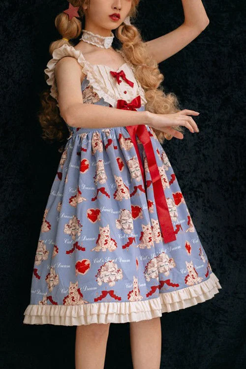 Stretchy unclassified dressesBlue Ruffled Strap Wish Cat Sweet Lolita JSK Dress Stretchy unclassified dresses