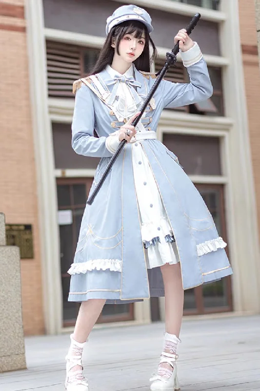 Ruffled unclassified dressesBlue Star Ocean Fantasy Cardigan Bowknot Sweet Military Elegant Lolita Dress Ruffled unclassified dresses