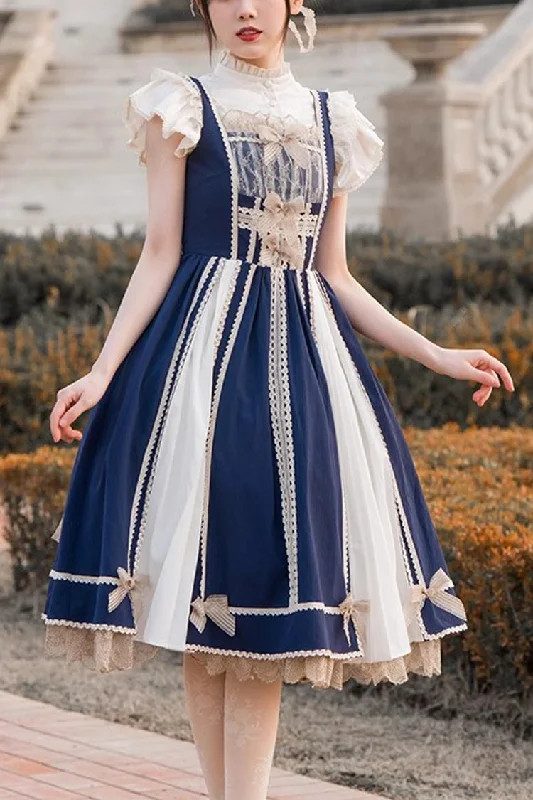 Soft fabric unclassified dressesBlue/White Elegant Color Contrast Sleeveless Classic Lolita Dress Soft fabric unclassified dresses