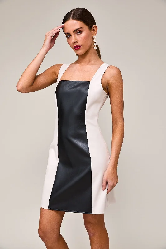 Formal unclassified dressesCOLOR BLOCK FAUX LEATHER DRESS Formal unclassified dresses