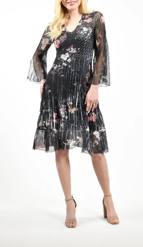 Flowy unclassified dressesV Neck Chiffon Dress with Split Sleeve Flowy unclassified dresses