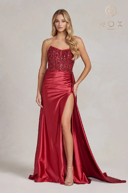 High-end unclassified dressesEmbroidered Strapless Slit Gown by Nox Anabel E1174 High-end unclassified dresses