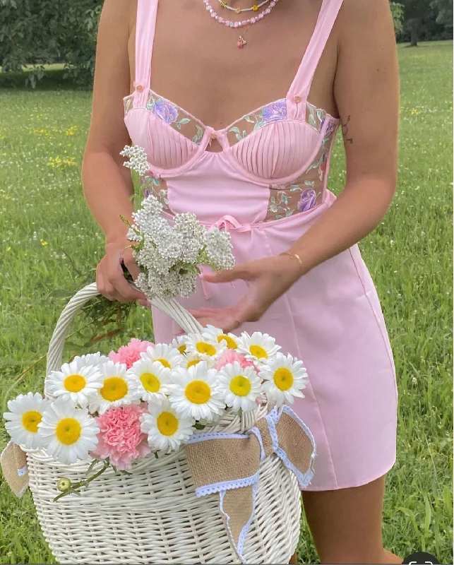 Smocked unclassified dressesFOR LOVE & LEMONS Pastel Watercolor Rose Dress Smocked unclassified dresses